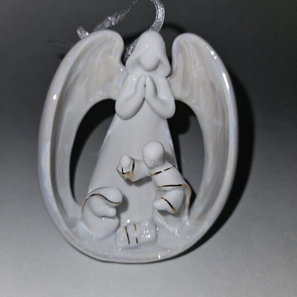 Appletree Design Angel & Holy Family Ornament Porcelain Gold Nativity Jesus Mary - Picture 2 of 9